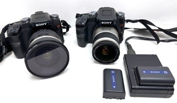 2 Sony Digital DSLR-A100 Cameras With Minolta Lens & Charger