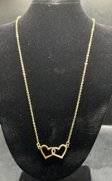 8' Gold Toned Double Heart Necklace