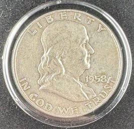 1958-D Ben Franklin Silver Half Dollar