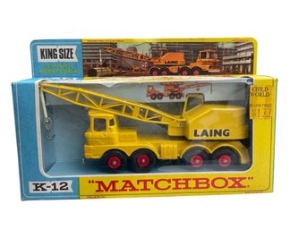 New In Box MATCHBOX #85 LESNEY King Size K-12 SCAMMELL Laing Mobile Crane 1969 Yellow Price Sticker