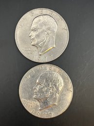 2 Eisenhower Dollars 1977, 1977-D