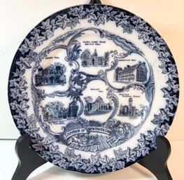 Antique Flow Blue New Haven Connecticut Souvenir Collector Plate Made In England