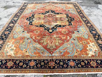 A Large Vintage Hand Knotted And Dyed Kashan Carpet