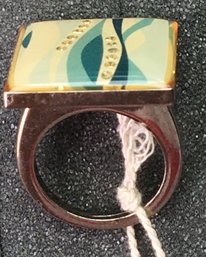 Vintage MCM Custom Sealed Rhinestone Ring - Size 9