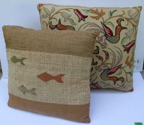 Pair Of Vintage Embroidered Pillows