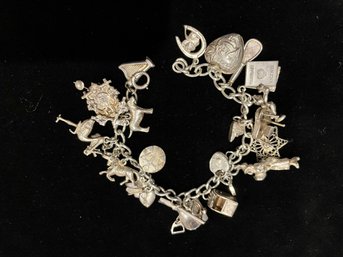 Vintage Sterling Charm Bracelet Loaded With Unique Charms