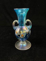 Opalescent Floral Painted Vase