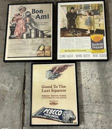 Three Framed Advertisements