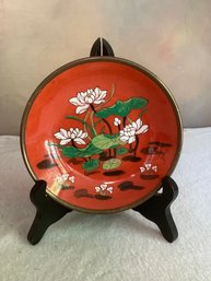 Floral Enameled Dish Made In Hong Kong