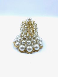 Vintage Handmade Pearl And Gold Bead Bell