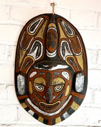 A Vintage Carved Wood And Painted South American Mask