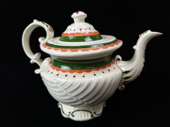 Green And Orange Trimmed Tea Pot