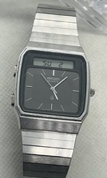 Rare Vintage 1980 SEIKO DUAL TIME Analog And Digital Men's Watch- Retro Gem In Working Order