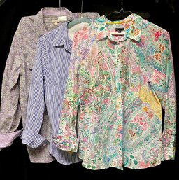 Trio Of Talbots Patterned Button Down Shirts