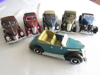 A Group Of 6 Diecast Antique Ford Cars & Trucks, Roadsters, Etc.
