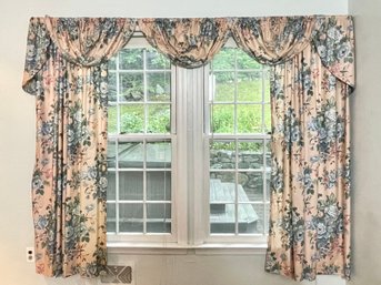 Pink Floral Valance Window Topper And Panels