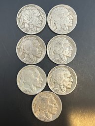 7 Buffalo Nickels 1926, 1930, 1934, 1935, 1936, 1936-D, 1937