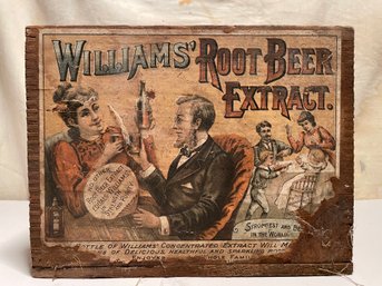 Vintage Advertisement, Williams' Root Beer Extract Wooden Box.