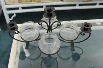 17 In Candleholder With Glass Bowls