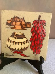 Cleo Teissedre Hand Painted Ceramic Tile