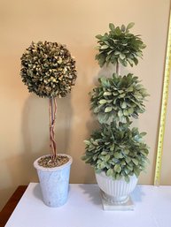 A Pair Of Decorative Topiary Ceramic Pot