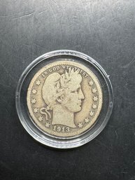 1913-D Barber Silver Quarter