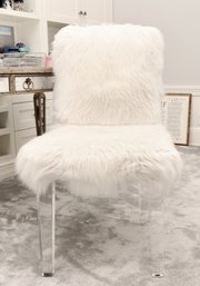 Teen Restoration Hardware  Davina White Kashmir  White Shirling Chair With Lucite Tapered Legs