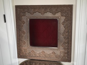 Very Nice Decorator Mirror - Beautiful Patinated Designs - Chestnut / Dark Brown Color - Very Nice Mirror !