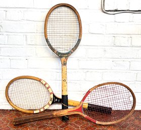 A Trio Of Vintage Tennis Rackets