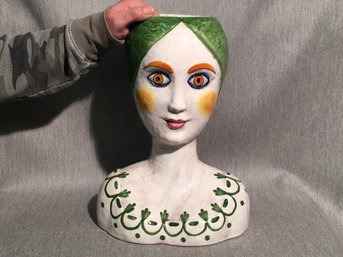 (1 Of 2) Incredible Vintage 1960s Life Size Head Vase - Made In Italy / HORCHOW - Amazing Mid Century Decor