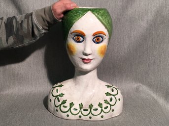 (2 Of 2) Incredible Vintage 1960s Life Size Head Vase - Made In Italy / HORCHOW - Amazing Mid Century Decor