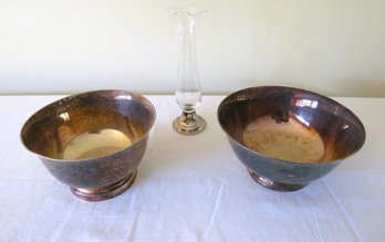 Sterling Silver & Silver Plate Paul Revere Bowls And Budvase