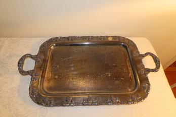 Large, 2 Handled Rectangular Tray Silver On Copper, Decorated With Bunches Of Grapes.  20.5 X 14.75