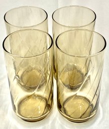 Vintage Smoke Tawny Swirl Optic Tumblers By Libbey