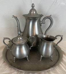 Pewter Tea Set And Tray