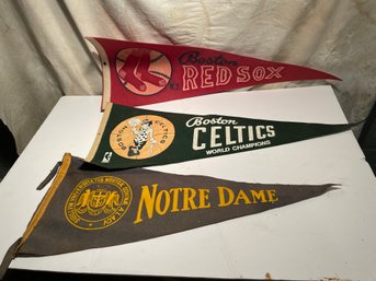 Three Vintage Felt Banners. Up To 31' Long.