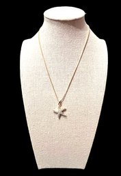 Lovely Vintage Rhinestone Starfish Pendant On Chain