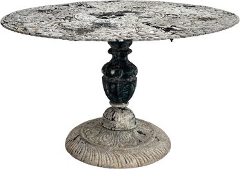 A Vintage Cast Aluminum Outdoor Dining Table In French Ferronnerie Style - AS IS