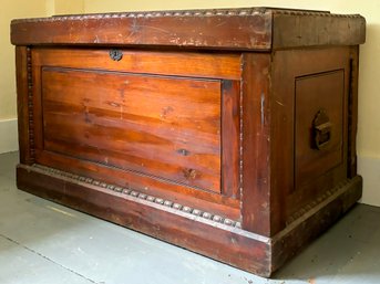 A Stunning Late 19th Century Paneled Pine Blanket, Or Hope Chest