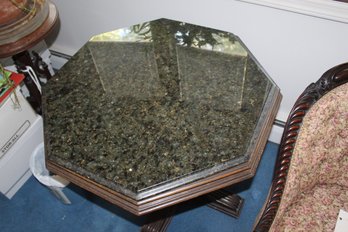 30x30x30 Octagon Marble Top Mahogany Table