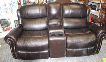 3 Pcs Brown Leather Love Seat Recliners