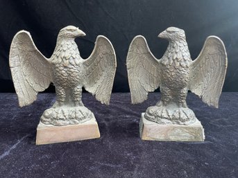 Antique Pair All Brass Bronze Eagles