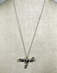 Sterling Silver Chain Necklace Having Two Cats Pendant