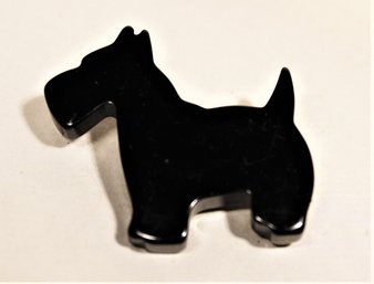 1980s Black Bakelite Plastic Scotty Dog Pin Brooch