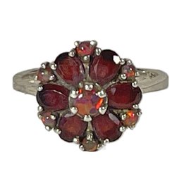 Sterling Silver Garnet Ladies Ring About Size 7