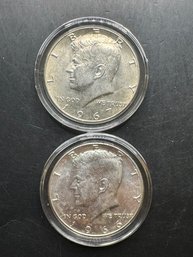 2 Silver Kennedy Half Dollars 1966, 1967