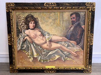 Leonide LeBlanc Mademoiselle Maximum Oil Painting On Canvas In Antique Frame