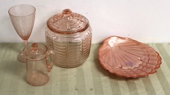 Lot Of 4 Pink Glass