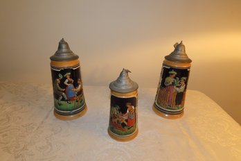 3 German Steins 8.5 Tall