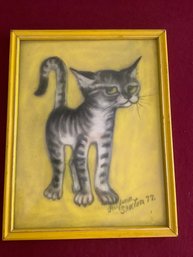 Rufina Sexton Signed Grey Striped Kitten Framed Art